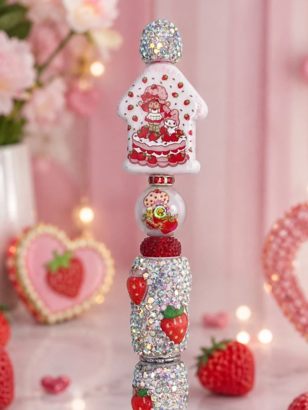 Strawberry Sweet House Beaded Pen